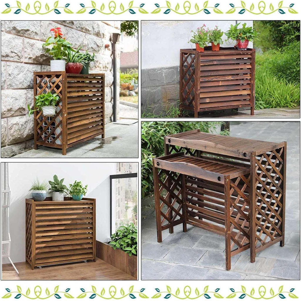  Support De Fleurs Pour Balcon, Grille De Protection Pour Climatiseur Et Pompe à Chaleur, Housse De Climatiseur En Bois, Clôture De Climatiseur, écran De Confidentialité
