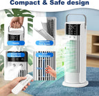  Climatiseur Mobile Silencieux 4 En 1 Ventilateur Rafraichisseur D'air Avec 4 Vitesses De Ventilation, 2 Modes De Pulvérisation, Oscillation à 90° Et Minuterie Pour Chambre Cuisine Bureau, Blanc