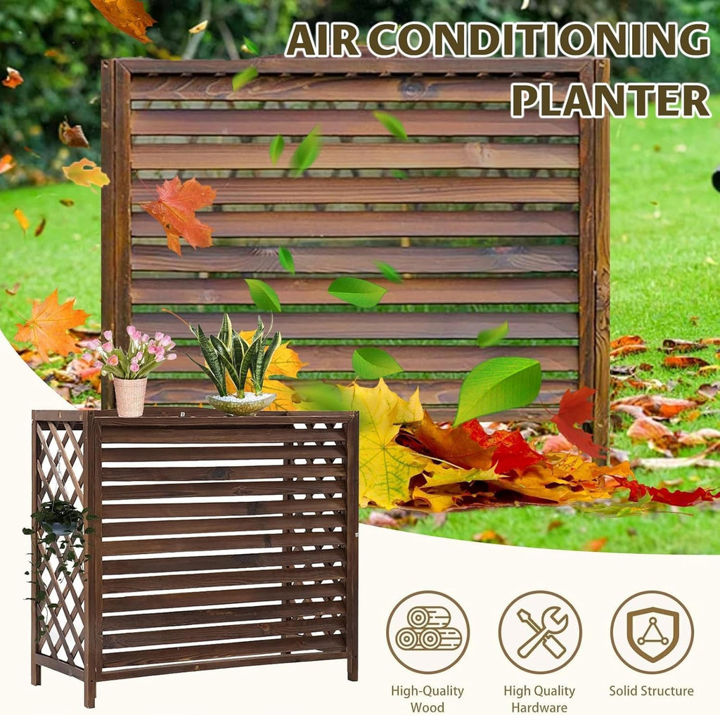 GENERIC Support En Bois Pour Climatiseur Extérieur (105 X 47 X 80 Cm) – Support Réglable Résistant Aux Intempéries Pour Unité AC, Idéal Pour La Maison Et Le Jardin