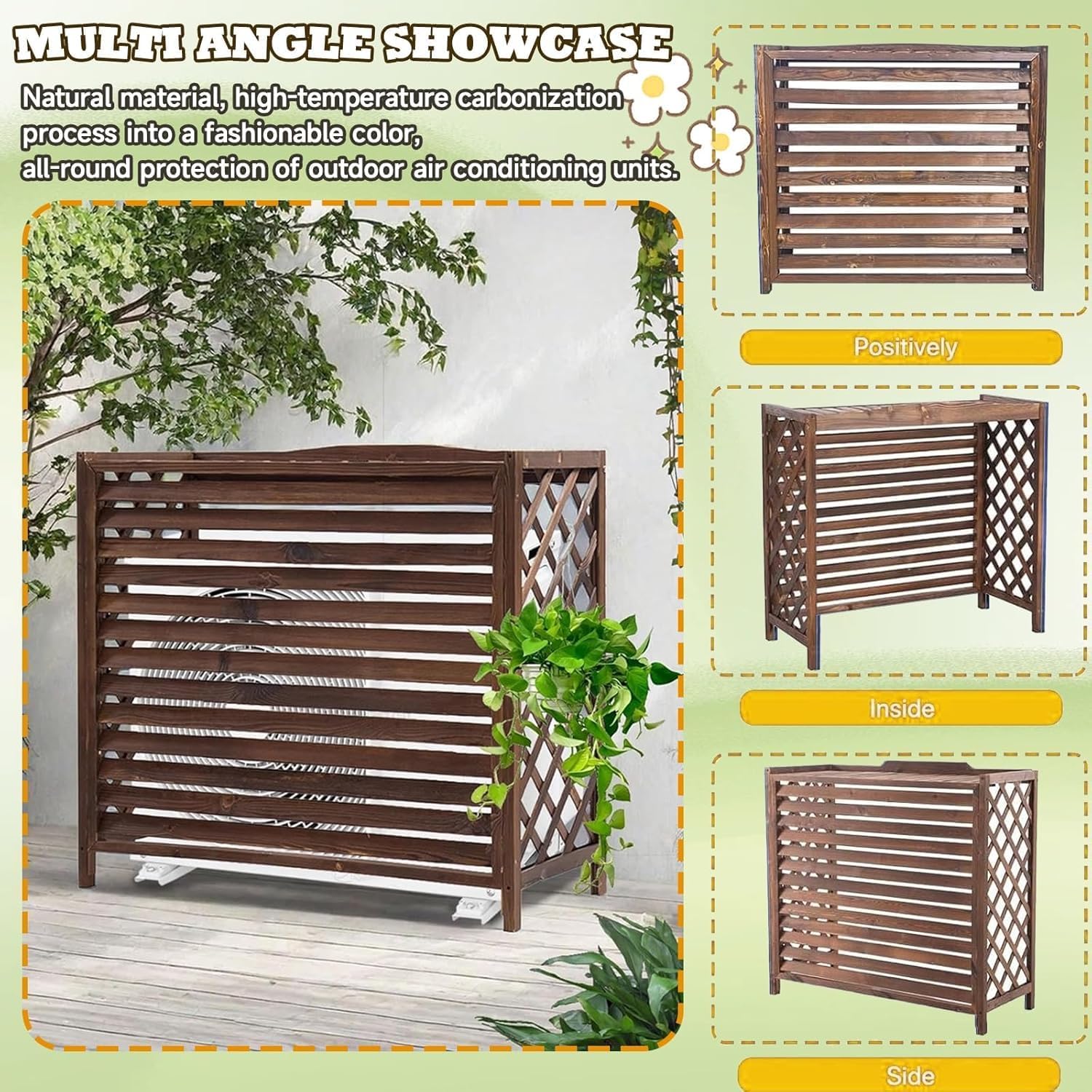 GENERIC Support En Bois Pour Climatiseur Extérieur (105 X 47 X 80 Cm) – Support Réglable Résistant Aux Intempéries Pour Unité AC, Idéal Pour La Maison Et Le Jardin