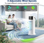  Climatiseur Mobile Silencieux 4 En 1 Ventilateur Rafraichisseur D'air Avec 4 Vitesses De Ventilation, 2 Modes De Pulvérisation, Oscillation à 90° Et Minuterie Pour Chambre Cuisine Bureau, Blanc