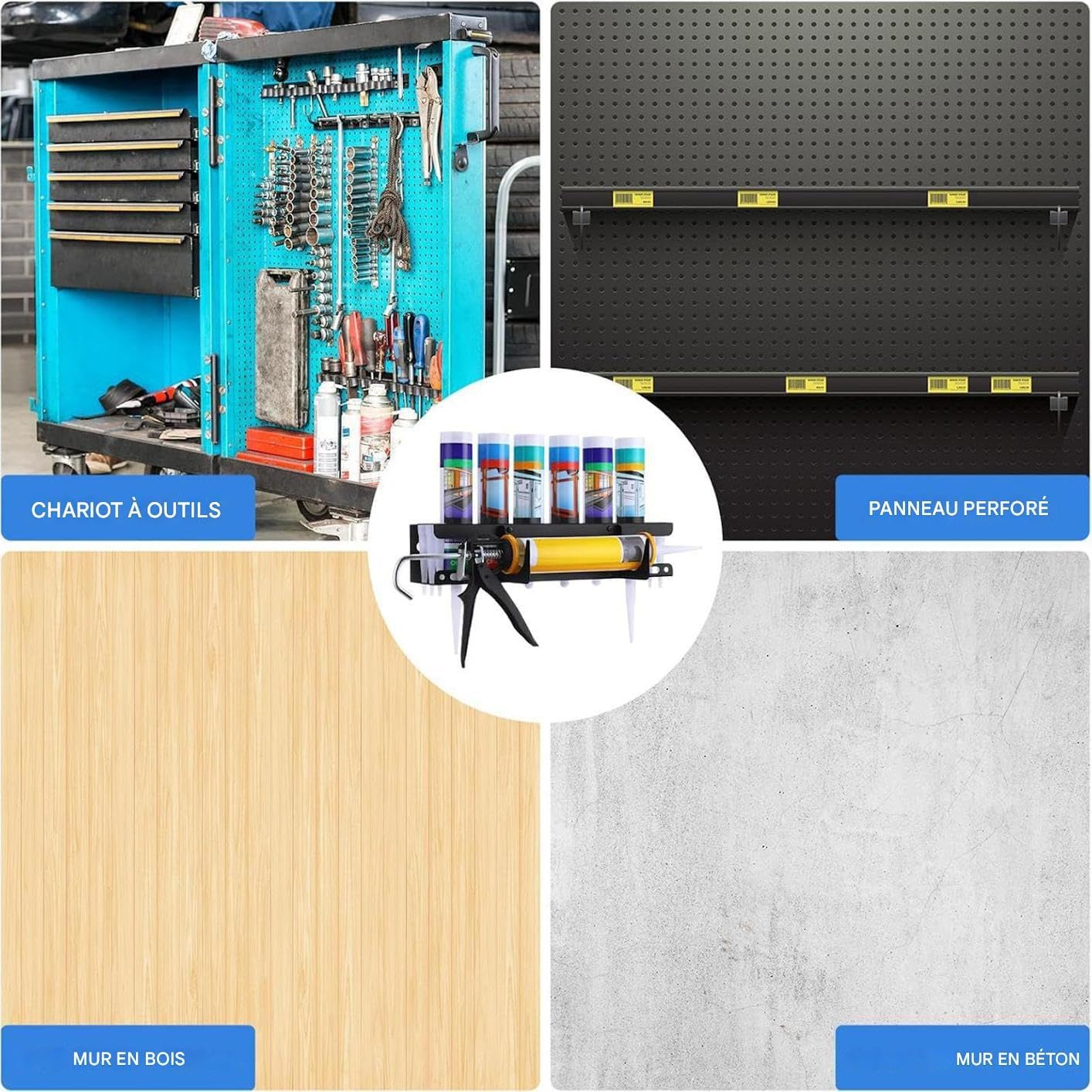  Support Pour Distributeur De Mastic D'Atelier - Support Mural Robuste Pour Tubes De Calfeutrant | Rangement Pour Outils De Professionnels En Rénovation Et Maintenance