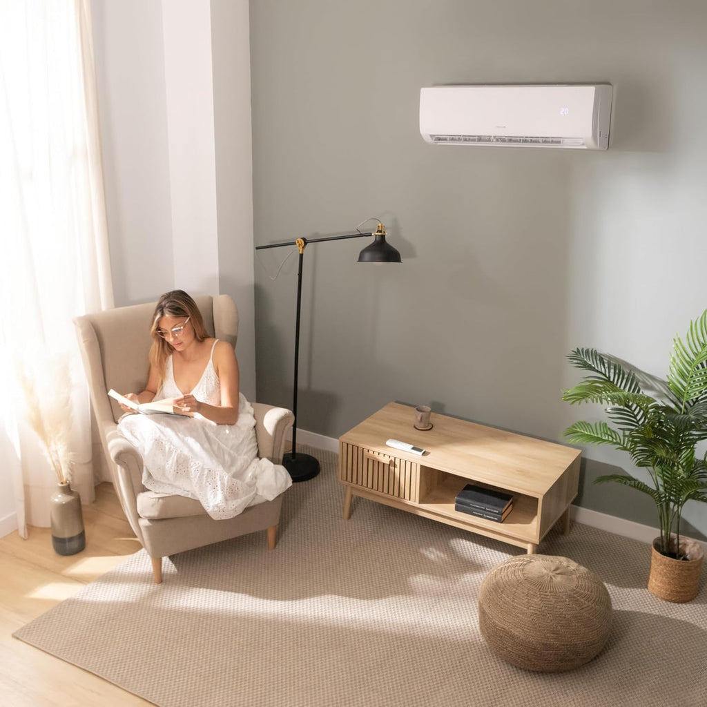  Cecotec Air Conditioning Split Airclima 9000 SmartFresh. 9000 BTU, Moteur DC, Pompe à Chaleur, Télécommande, écran LED, Système D'onduleur, 5 Modes, 8 Vitesses, Couverture De 16 M2