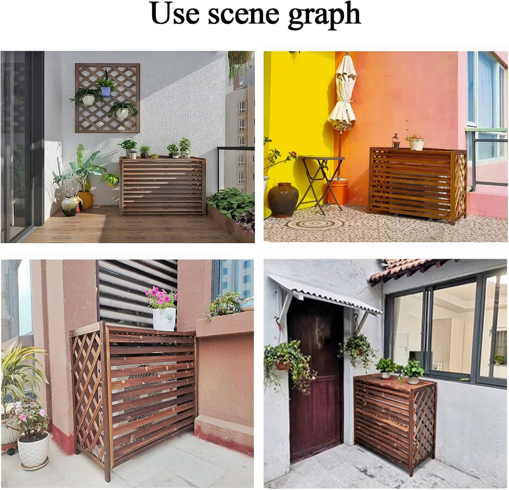 GENERIC Housse De Protection Pour Climatiseur Extérieur En Bois Massif - Clôture D'intimité Pour Fenêtre - Décoration De Jardin Pour Une Esthétique Extérieure Améliorée