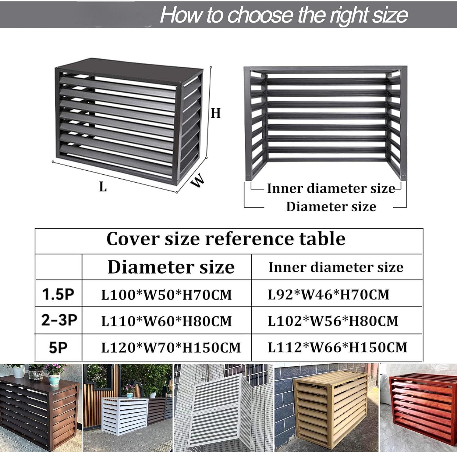  Couvercle De Pompe à Chaleur AC En Alliage D'aluminium 2-3P Avec Volets De Réduction Du Bruit Et Support à Fleurs Pour Climatiseur Extérieur - Accessoires Résistants Aux Intempéries