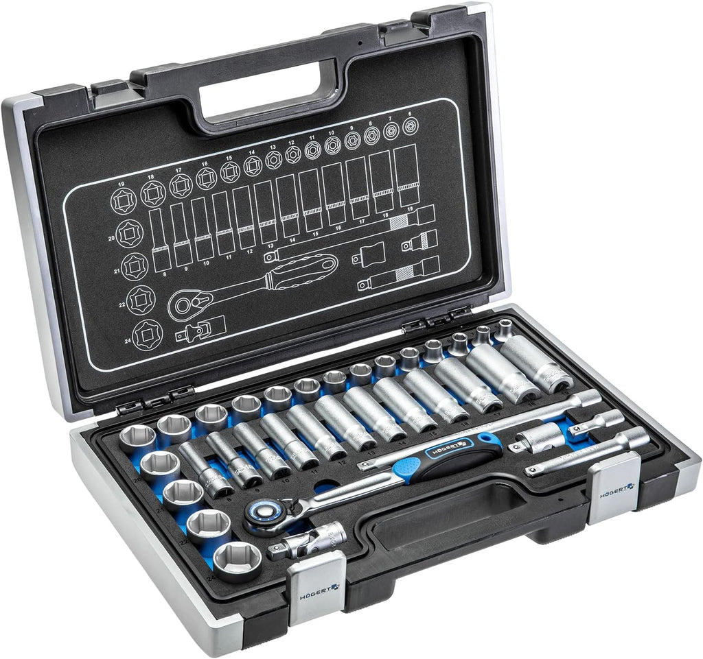  HÖGERT HT1R478 Mallette à Outils Remplie Avec 18 Prises Et Accessoires