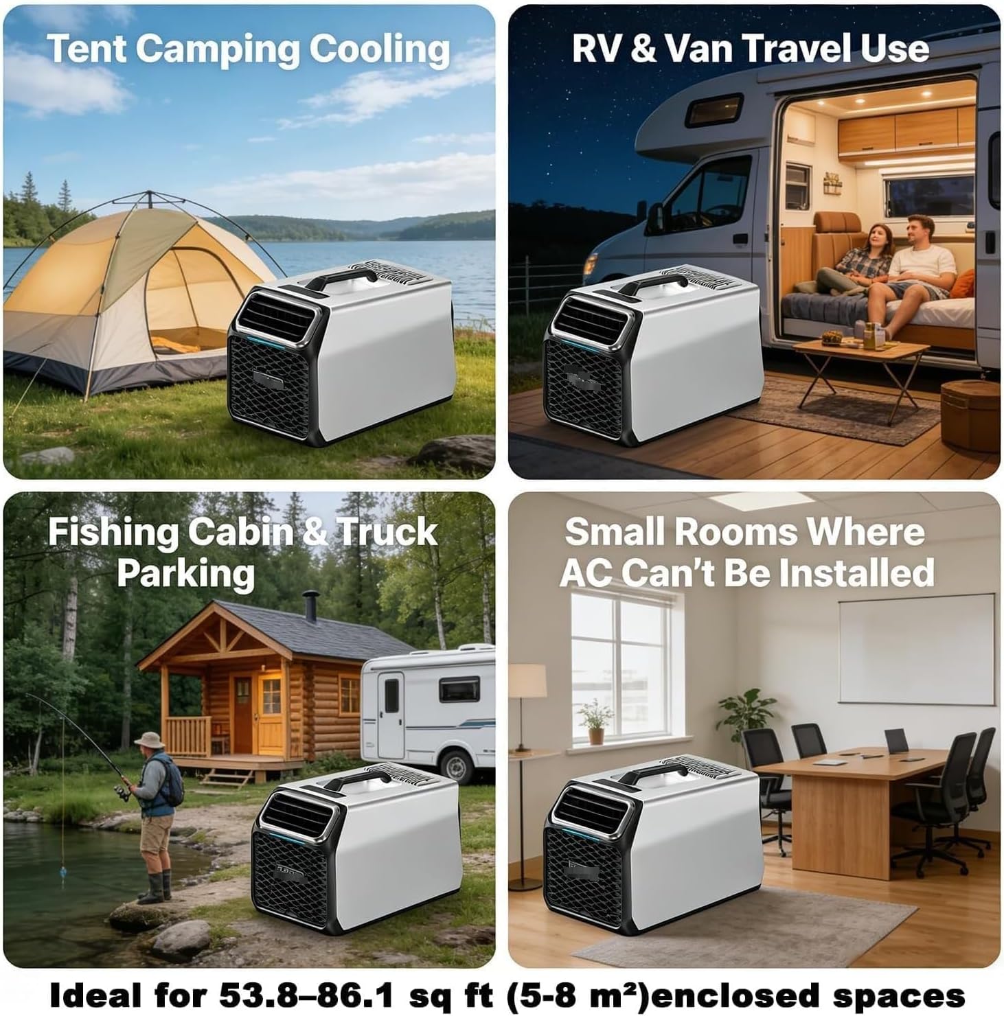  Climatisation à Courant Continu Portable 5000 BTU Avec Compresseur Pour Tente Camion De Camping-car, Auto-évaporation Au Calme Fonctionnement Timer Sleep Mode Dispositif De Refroidissement Pour Petits