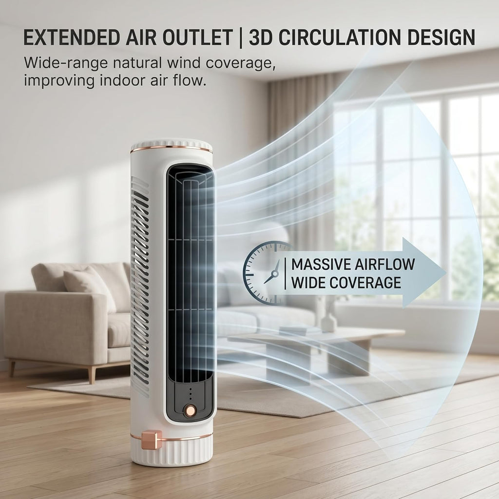  Climatiseur Tour, Mini Ventilateur Tour Portable Sans Pales, Circulation D'air 3D, Fonctionnement Silencieux, Mini Unité De Climatisation Pour Chambre à Coucher, Climatiseur Blanc