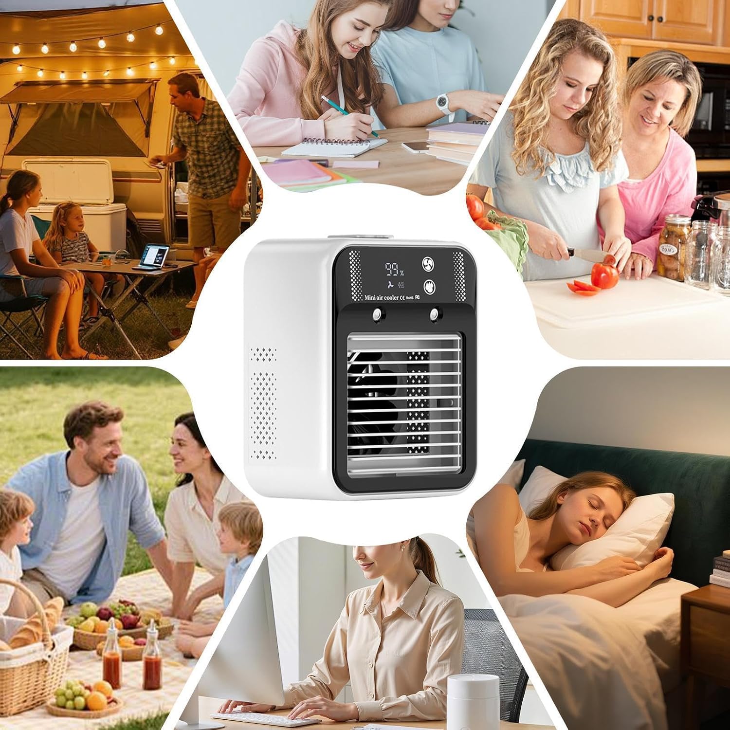  Petit Climatiseur Portable - Ventilateurs Silencieux Rafraîchissants,Ventilateur Climatiseur Portable 2 Vitesses | Pour Dortoir, Cuisine, Bureau, Garage, Lieu De Travail, Chambre, Maison