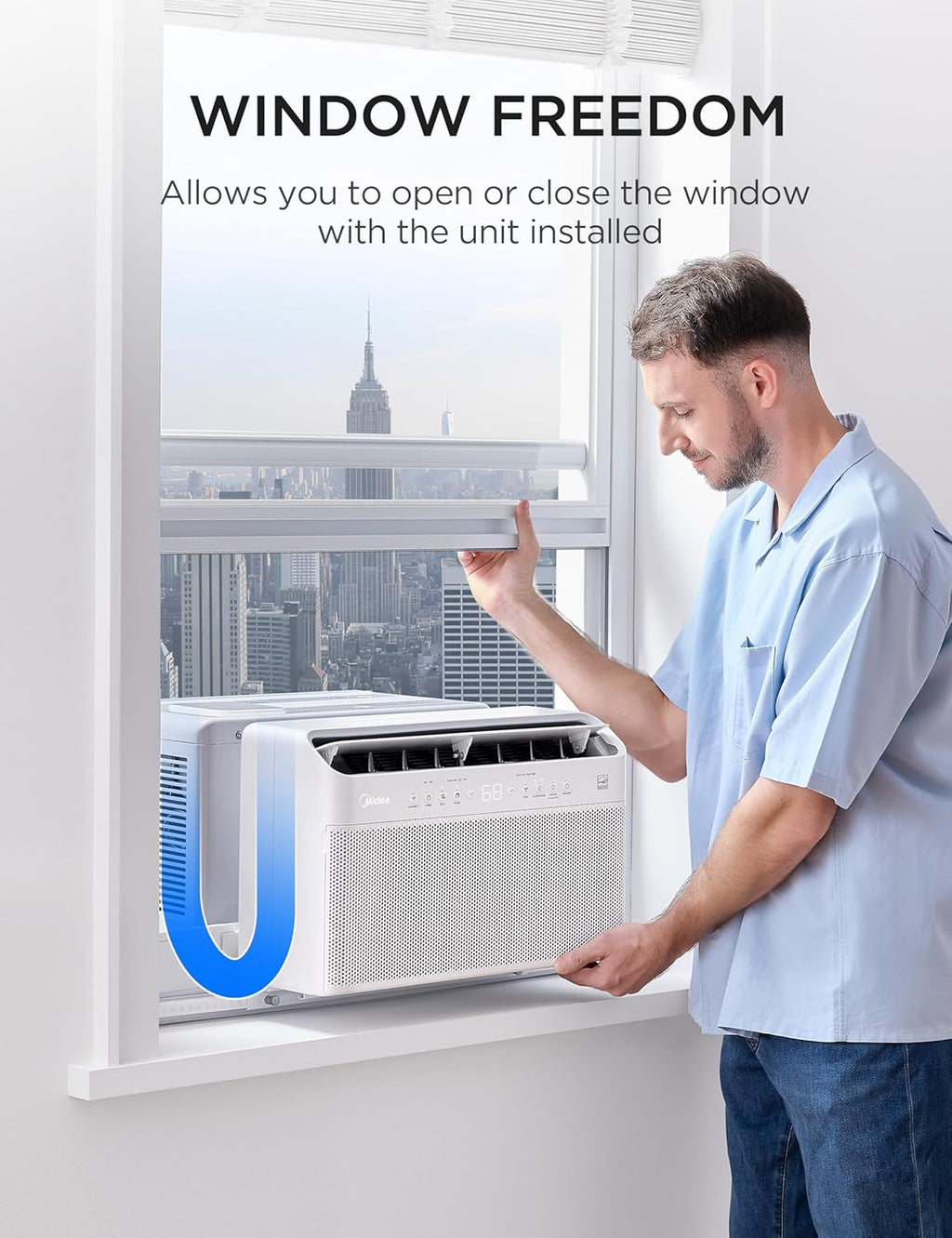  Midea 8000 BTU Onduleur Intelligent Pour Fenêtre, Climatiseur - Refroidit 350 Pieds Carrés, Ultra Silencieux Avec Fenêtre Ouverte, Compatible Avec Alexa/Google
