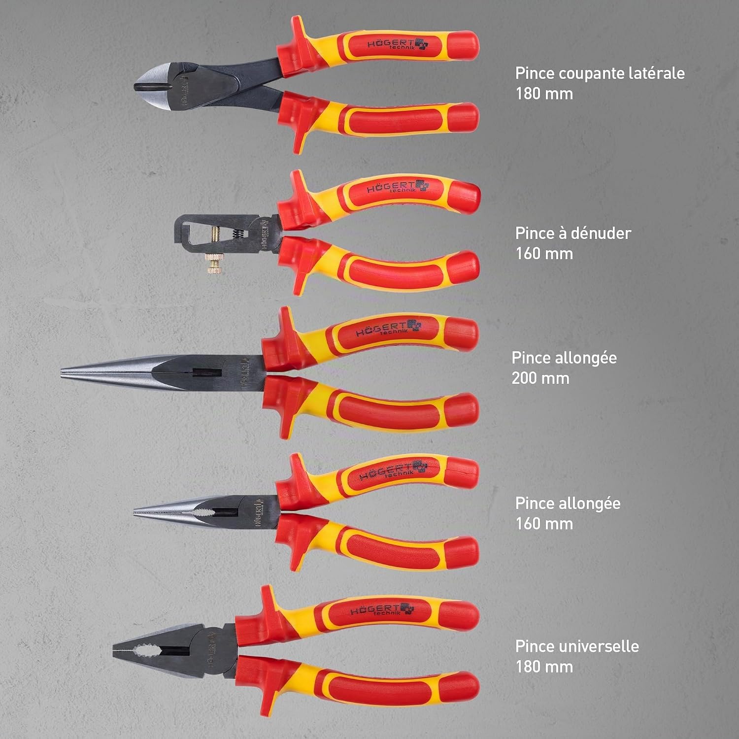  HÖGERT TECHNIK Lot De 12 Outils électriciens Isolés 1000 V Tournevis Manuel, Tournevis Plat Et Cruciforme, Pinces, Test De Tension, Coffret En Plastique