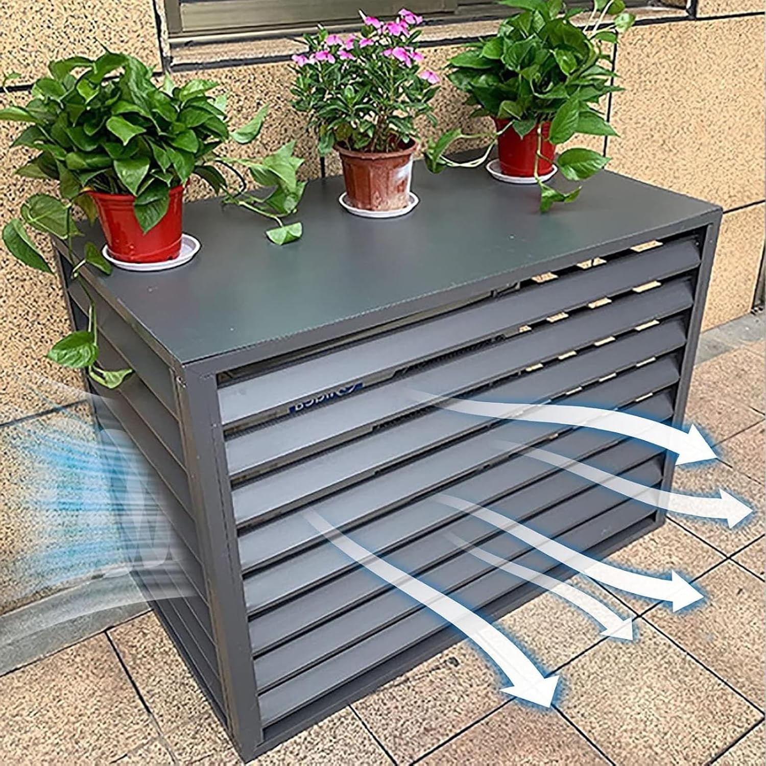 GENERIC Housse De Protection En Aluminium Pour Climatiseur Extérieur 1,5P-5P Et Unités CA - Résistante Aux Intempéries - Protection Contre Les Feuilles Tombées - Gris - 100 X 50 X 70 Cm