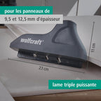 Wolfcraft 4009000 - Rabot D'Angle Triple - Rabot Plaquiste à Chanfreiner - 3 Lames Trapèzes 52/0
