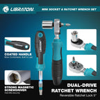  LIBRATON Ensemble De Cliquet Et De Douilles Mini 37 Pièces Avec Entraînement De 10,2 Mm, Embouts De 4–13 Mm, Manche Magnétique, Barres D’extension Et Joint Universel, Avec étui De Rangement Pour