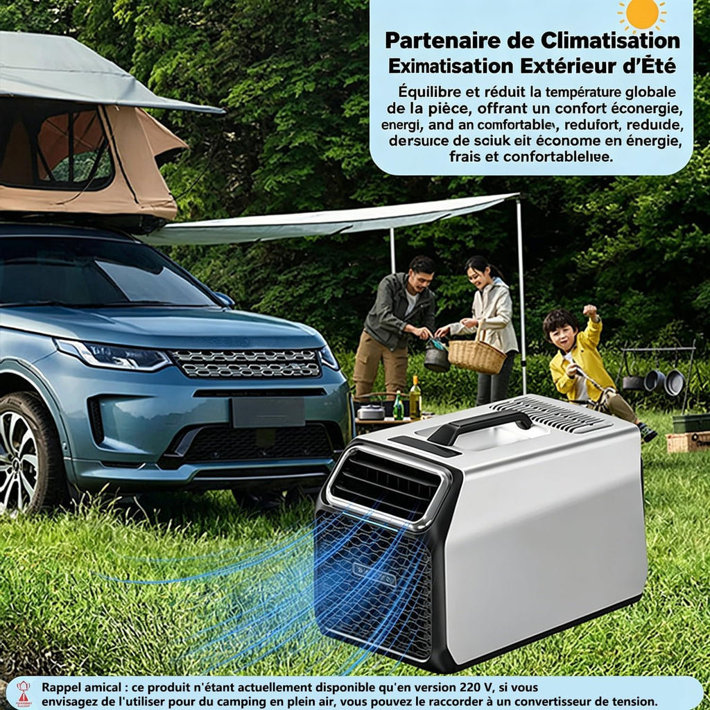  Climatiseur Portable Camping Car 5000 BTU, Climatiseur Pour Camping-Car Tente Camion Voiture, Refroidissement Rapide, Déshumidification, Climatiseur Mobile Silencieux 52 DB, Intérieur Extérieur Silver