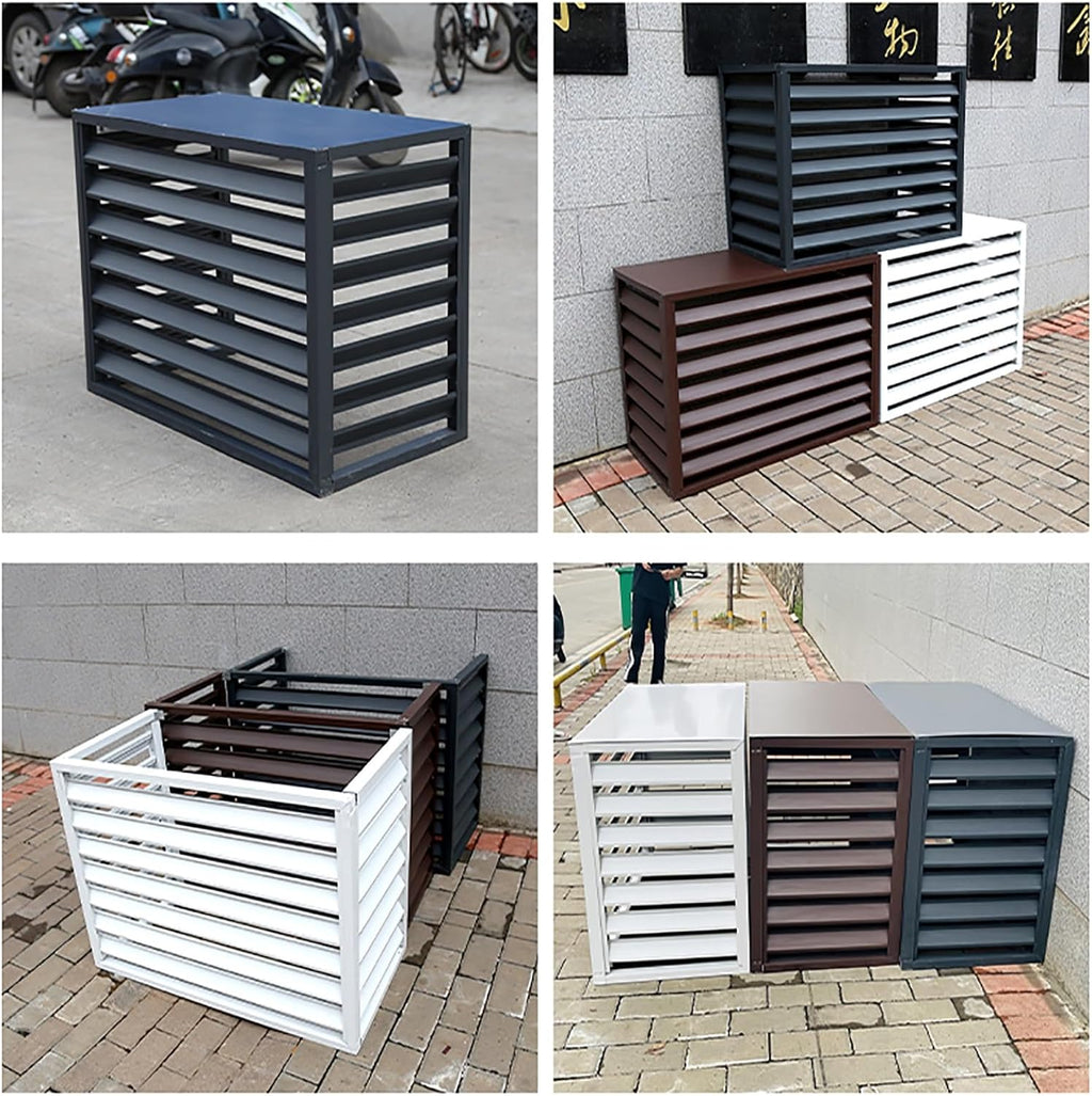 GENERIC Couvercle De Climatiseur En Aluminium Et écran De Clôture – Étagère De Rangement Pour Plantes – Résistant Aux Intempéries – Protection Contre Le Courant Alternatif Et La Pompe à Chaleur