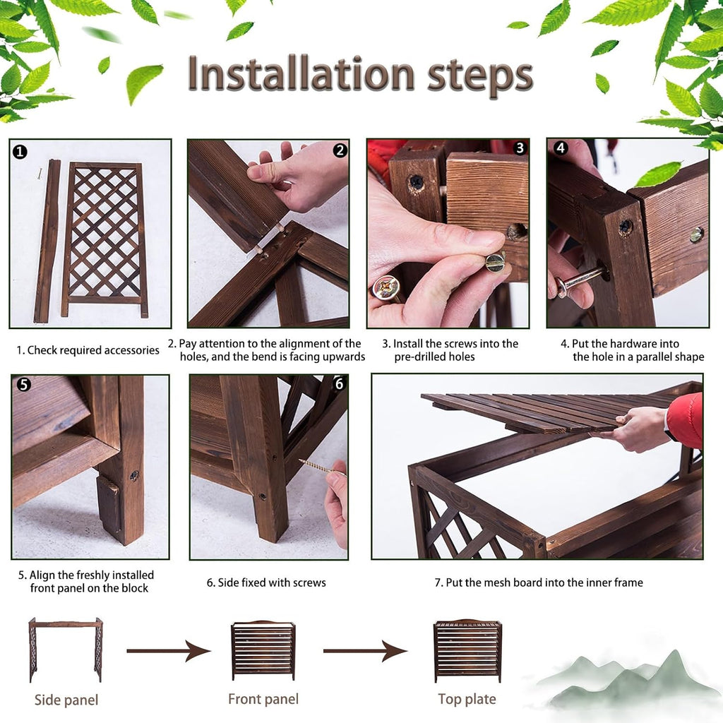 GENERIC Housse De Climatiseur Extérieur - Clôture Décorative Pour Unité De Climatisation - Écran En Bois Massif Pour Fenêtre - Protection élégante De Conception De Grille (taille : 11)