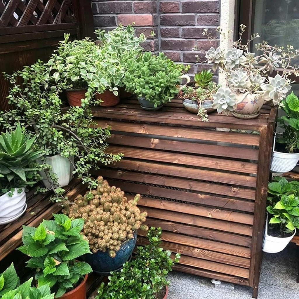 GENERIC Housse En Bois Pour Climatiseur Extérieur Et Support De Fleurs En Bois Massif Pour Unités De Climatisation, écran De Climatisation élégant Et Bouclier De Radiateur Solution De Décoration Et De