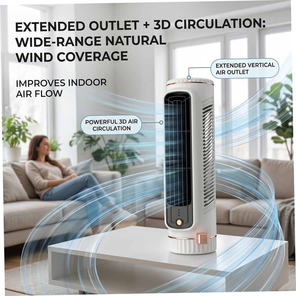  Climatiseur Tour, Mini Ventilateur Tour Portable Sans Pales, Circulation D'air 3D, Fonctionnement Silencieux, Mini Unité De Climatisation Pour Chambre à Coucher, Climatiseur Blanc