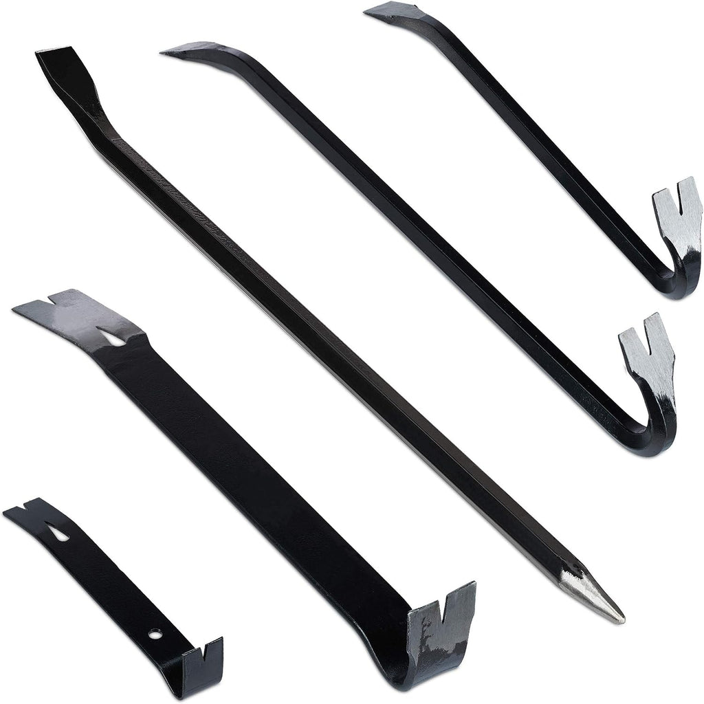  Relaxdays Pied-de-biche Lot De 5 Pièces, Levier Hexagonal, Grand Arrache-clou, En Acier, Noir
