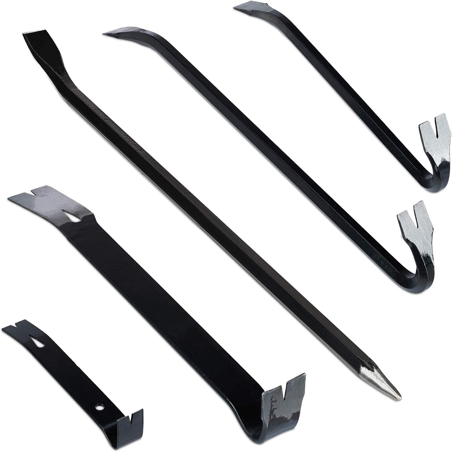  Relaxdays Pied-de-biche Lot De 5 Pièces, Levier Hexagonal, Grand Arrache-clou, En Acier, Noir