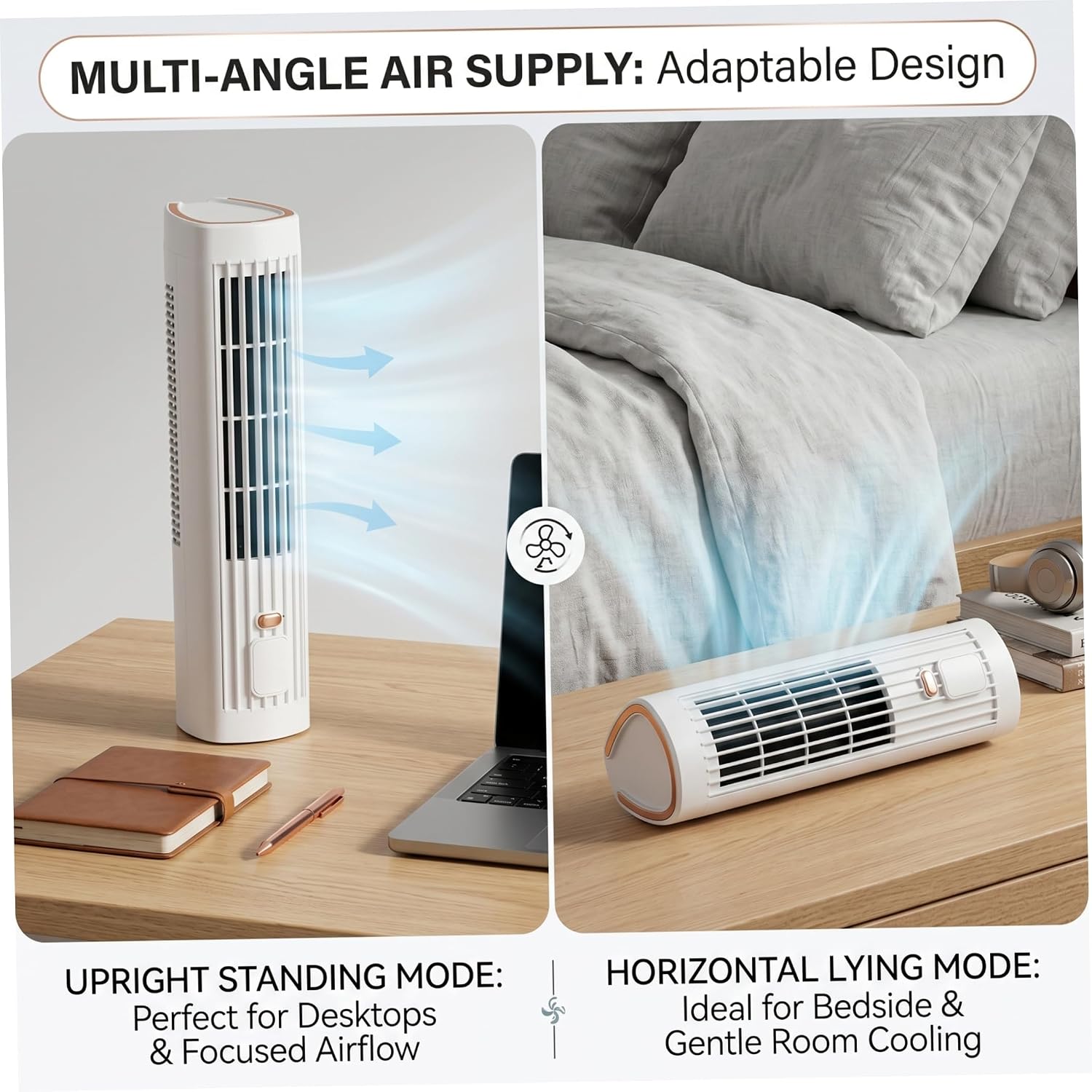  Climatiseur à Chargement Sans Fil, Climatiseur Personnel 2 En 1, Ventilateur Froid Portable Silencieux à 3 Vitesses, Rechargeable Par USB, Pour Bureau, Maison, Dortoir (blanc)