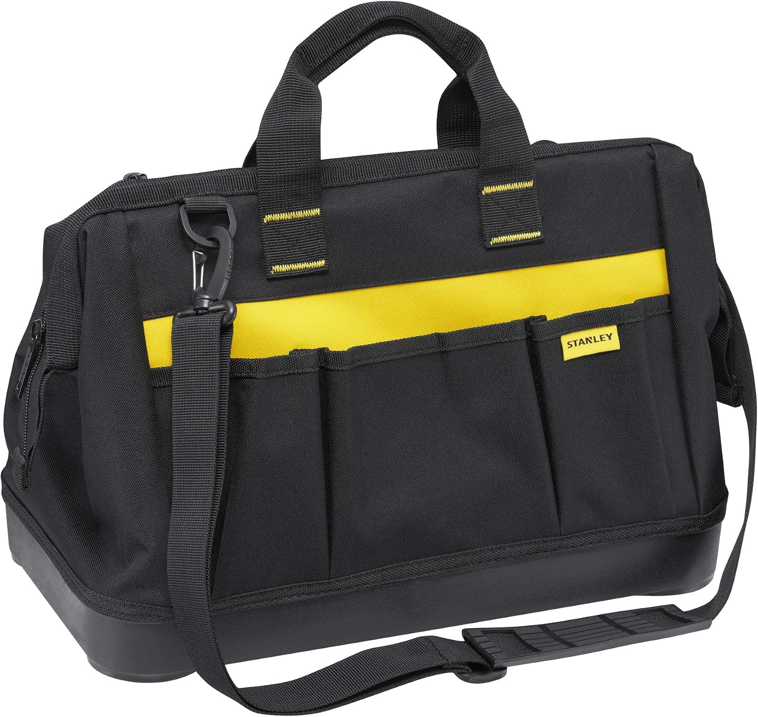  Stanley 1-96-183 Sac À Outils En Tissu 600 X 600 Deniers - Multi-Compartiments - Sangle Bandoulière & 090948 Clé à Molette MaxSteel 30 X 200 Mm