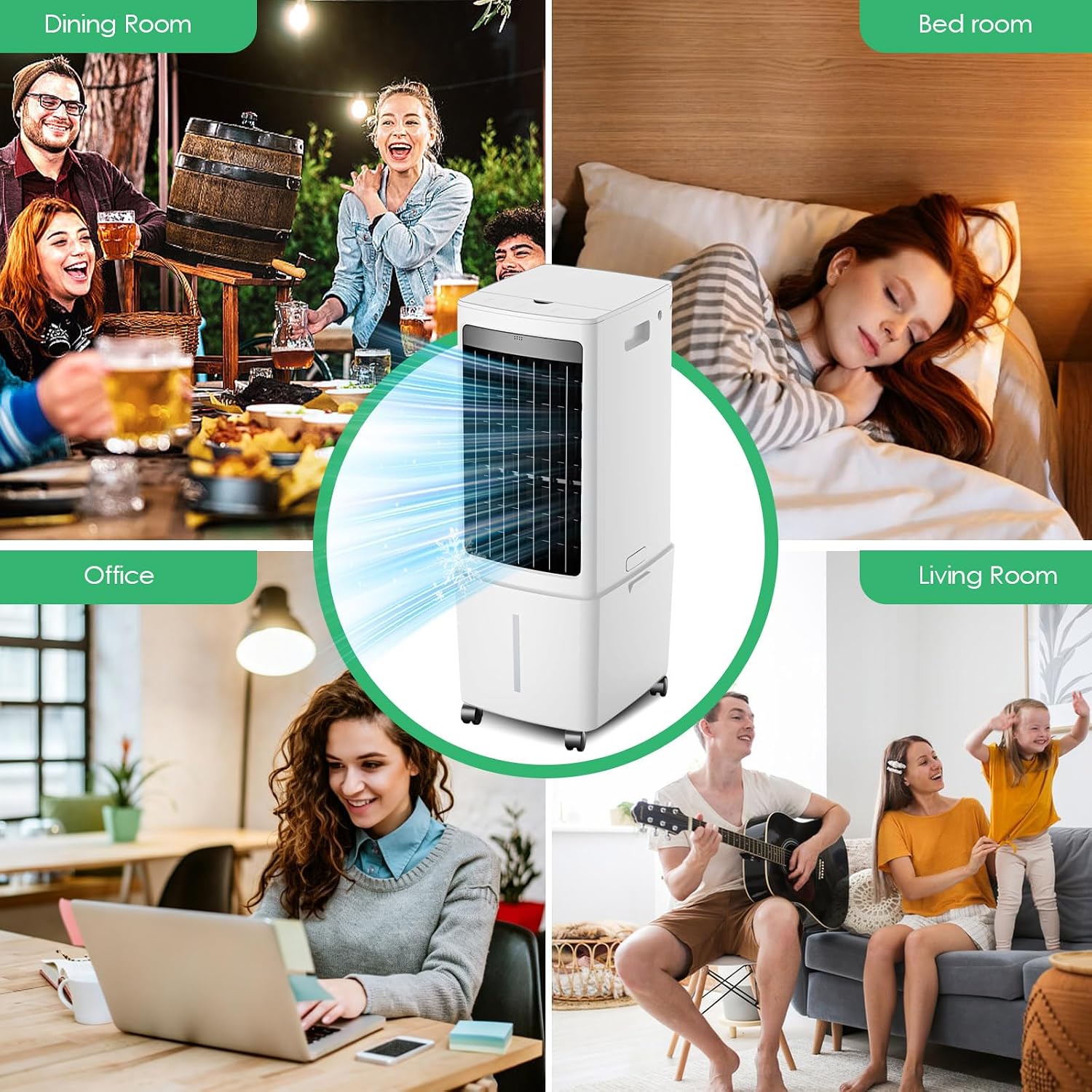 GENERIC Refroidisseur D'air Portable 12L, Refroidisseur évaporatif Avec Télécommande, Ventilateur De Tour Sans énergie D'économie D'énergie De 45W, Minuterie 7.5H, Oscillation Silencieuse, Unité De Climatisat