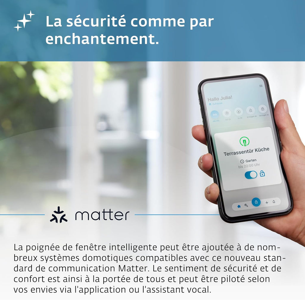  Poignée De Fenêtre SIEGENIA Intelligente Gén. 2 Anthracite De Sécurité – Compatible Avec Matter Pour L'intégration Dans Les Réseaux Smart Home Avec Surveillance D’état