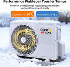  COSTWAY Climatiseur Reversible 18000 BTU 5,1 KW, Climatiseur Split R32, Chauffage, Refroidissement, Déshumidification, Clim Inverter Silencieux 19 DB, Auto-Nettoyage (18000 BTU|5,1 KW - Blanc Wifi)