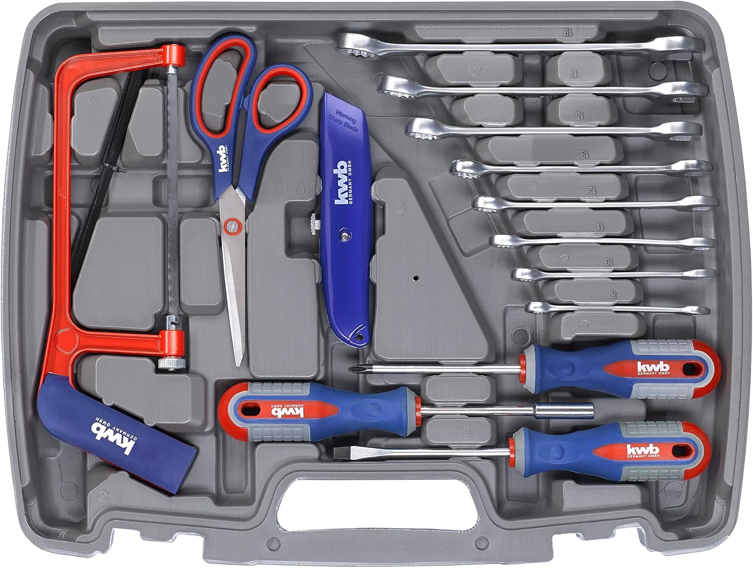  Kwb Mallette à Outils En Plastique Dur Robuste, Y Compris Un Set D'outils De 65 Pièces De Haute Qualité, Constituant L'équipement De Base Parfait Pour Le Ménage, L'atelier Ou L'utilisation Mobile