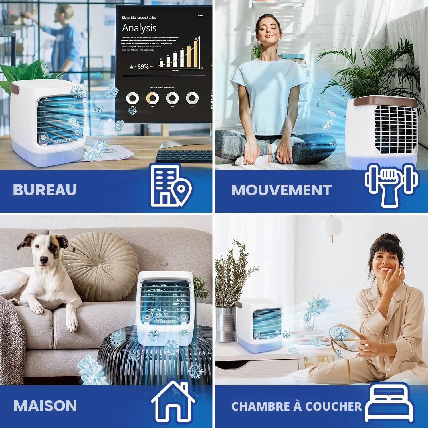  ChillWell Refroidisseur D'air Par évaporation 2.0 Pour Pièce – Mini Refroidisseur De Marais Portable à 4 Vitesses Avec Humidificateur | Unité De Refroidissement Personnelle Intérieure Dans La Chambre,