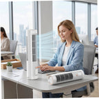  Climatiseur Personnel 2 En 1 à Chargement Sans Fil De 12 Pouces, Ventilateur Froid Portable Silencieux à 3 Vitesses Rechargeable Par USB, Mini Unité AC Pour Bureau, Maison, Dortoir, Blanc
