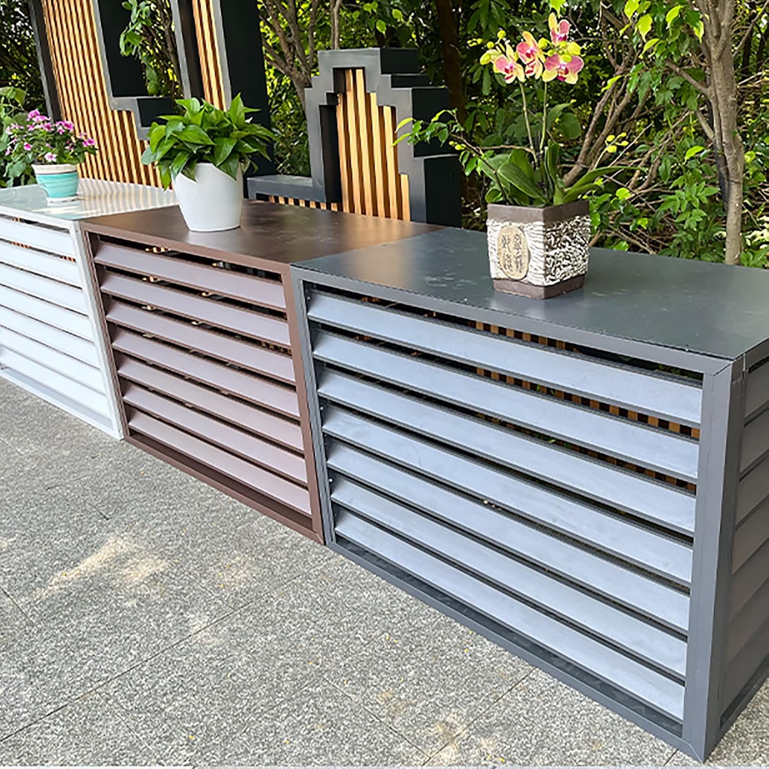 GENERIC Housse De Protection Pour Climatiseur Extérieur – Clôture D'intimité Antivol Toutes Saisons – Protection Pour Unités Climatiques Extérieures – Résistante Aux Intempéries Et Sécurisée