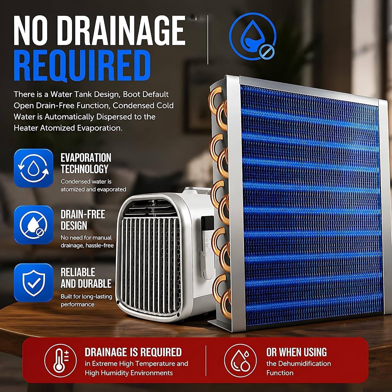  Climatiseur De Tente Silencieux Et Compact De 4400/5100 BTU Pour Camping 1500W | Climatiseur De Camping 4 En 1 (refroidisseur/déshumidificateur/ventilateur/veilleuse), évaporation Automatique Sans Vidange