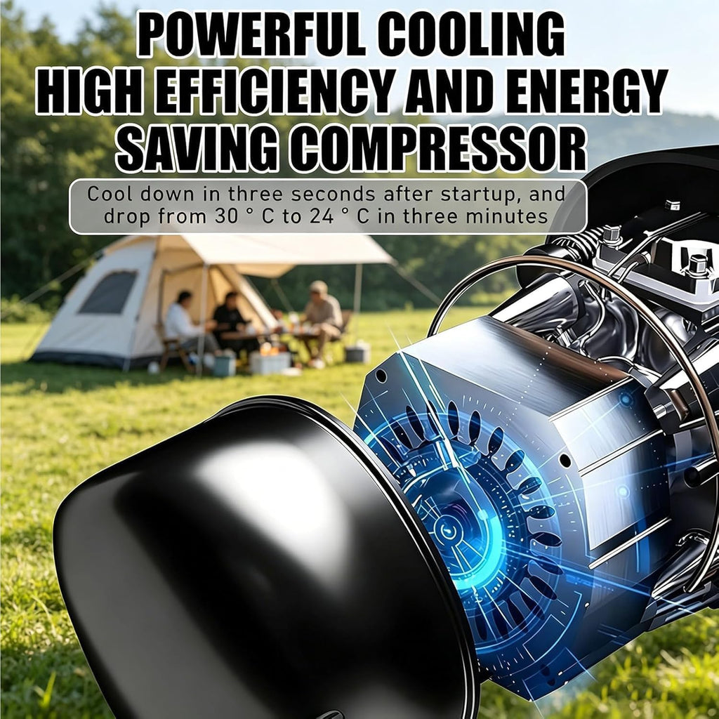  Climatiseur Mobile Camping 4800BTU,Module Chauffage Amovible, 3 Vitesses,Minuterie 24H,Nuisance ≤40dB,Boîtier Résistant,pour Tente Caravane Camping-Car Vanlife Cooling&Heating