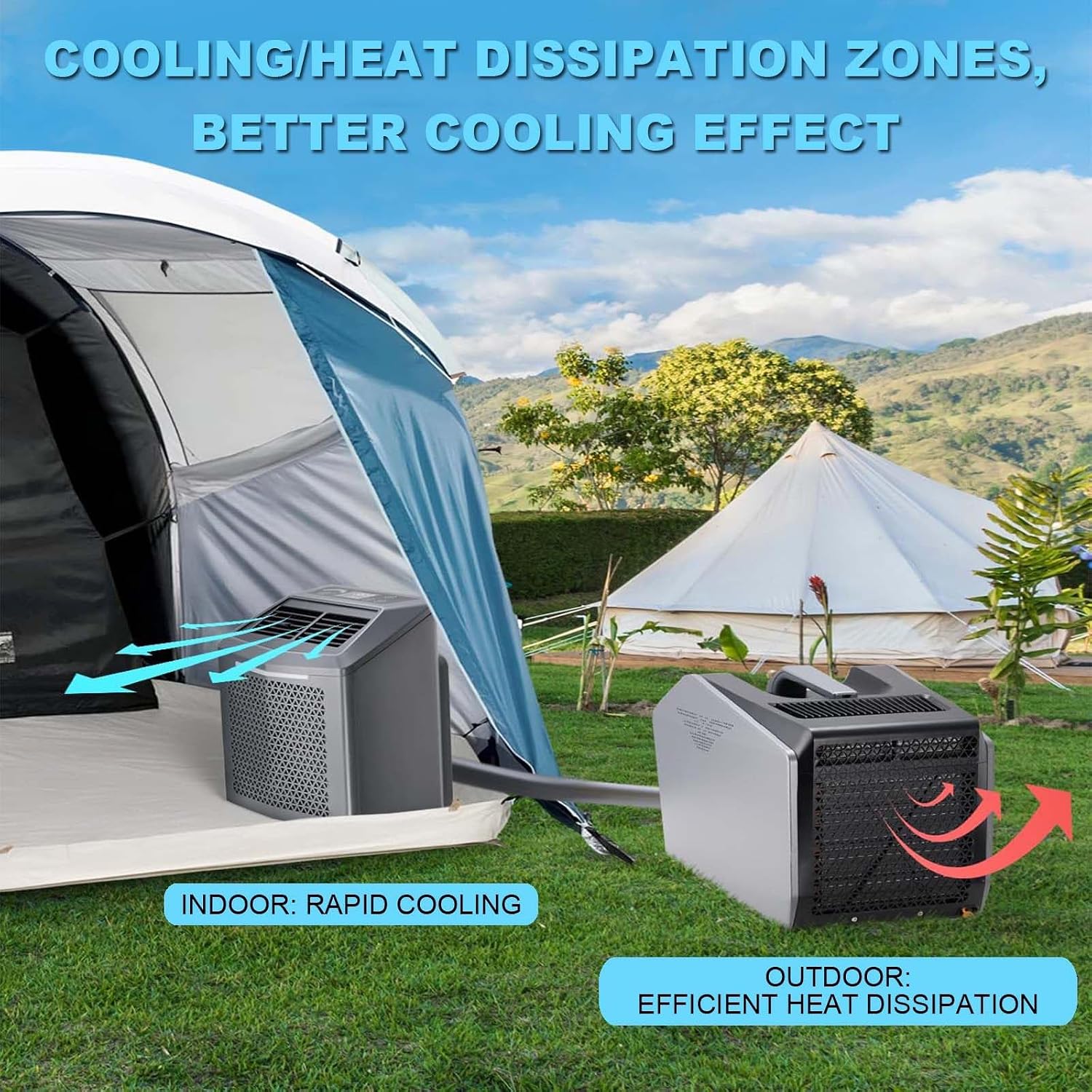  Climatiseur De Camping Sous Tente | Climatiseur Portable, 6 000 Btu, Contrôle Intelligent, Conception Split, Fonction Sans Vidange, Adapté Au Camping En Tente, Au Camping-Car Ou À La Maison