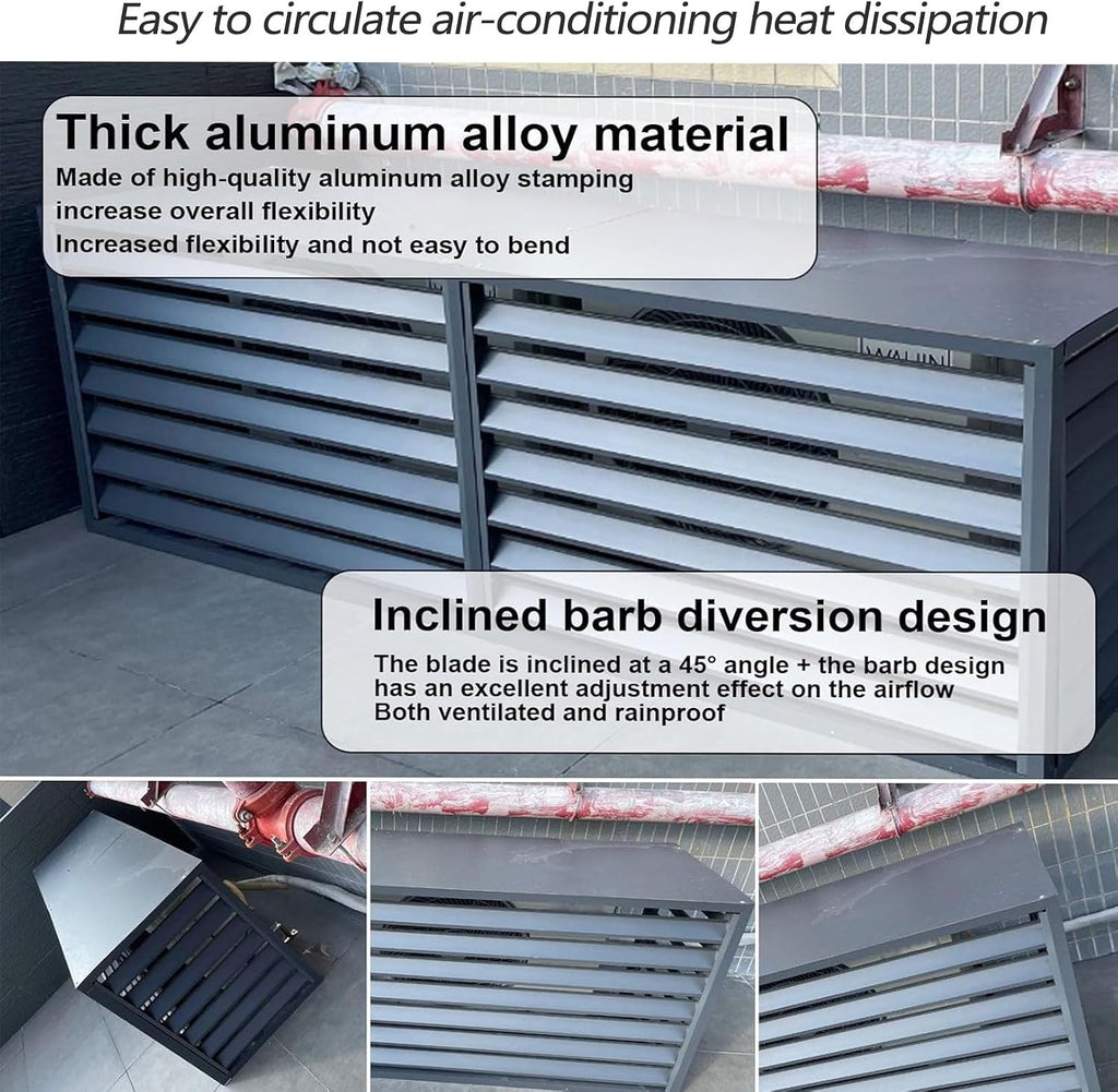  Housse D'extérieur Pour Unité De Climatisation 110 X 80 X 60 Cm - Protection Résistante Aux Intempéries - Grille Inclinée à 45° Pour Une Circulation D'air Optimale - Housses Pour Climatiseurs