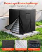  VEVOR Housse De Climatiseur Extérieur, 86,3x86,3x76,2 Cm, Couverture De Protection Climatiseur, Tissu Polyester Étanche Trois Couches, Ventilation Maille, Taille Universelle, Cache Pour Clim Extérieur
