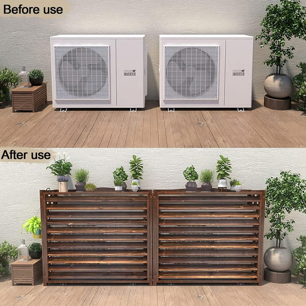 GENERIC Housse De Protection En Bois Pour Climatiseur Et Radiateur - Design élégant En Treillis - Support Pour Plantes En Bois Massif Et écran D'intimité Pour Climatiseurs Extérieurs