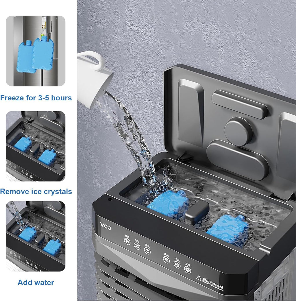  Climatiseur Mobile Silencieux 13.2L, 3 En 1 Refroidisseur D'air Portable Avec Humidificateur, Ventilateur, Sans évacuation, 3 Vitesses, 12H Minuteries, 120°Oscillation For Chambre, Cuisine