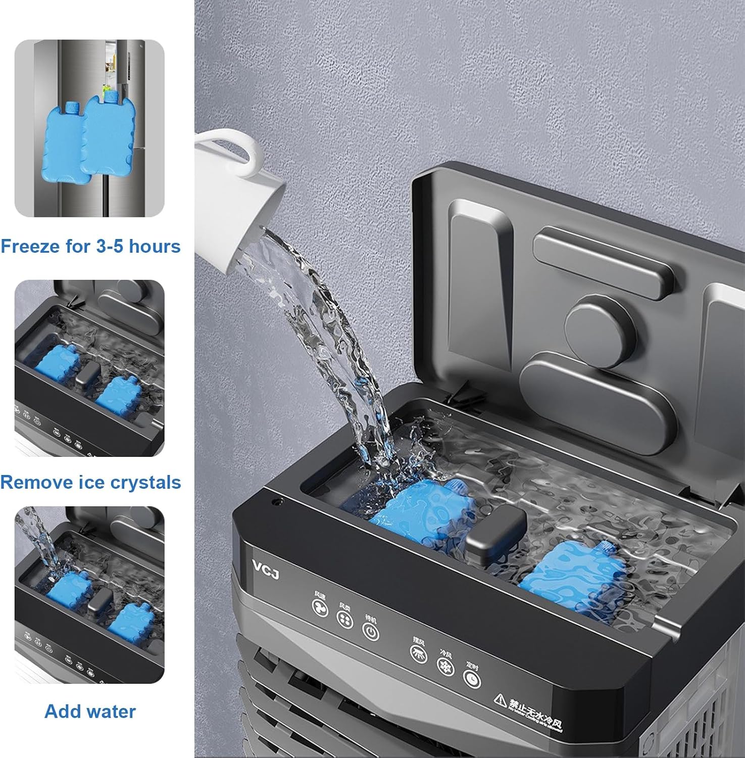  Climatiseur Mobile Silencieux 13.2L, 3 En 1 Refroidisseur D'air Portable Avec Humidificateur, Ventilateur, Sans évacuation, 3 Vitesses, 12H Minuteries, 120°Oscillation For Chambre, Cuisine