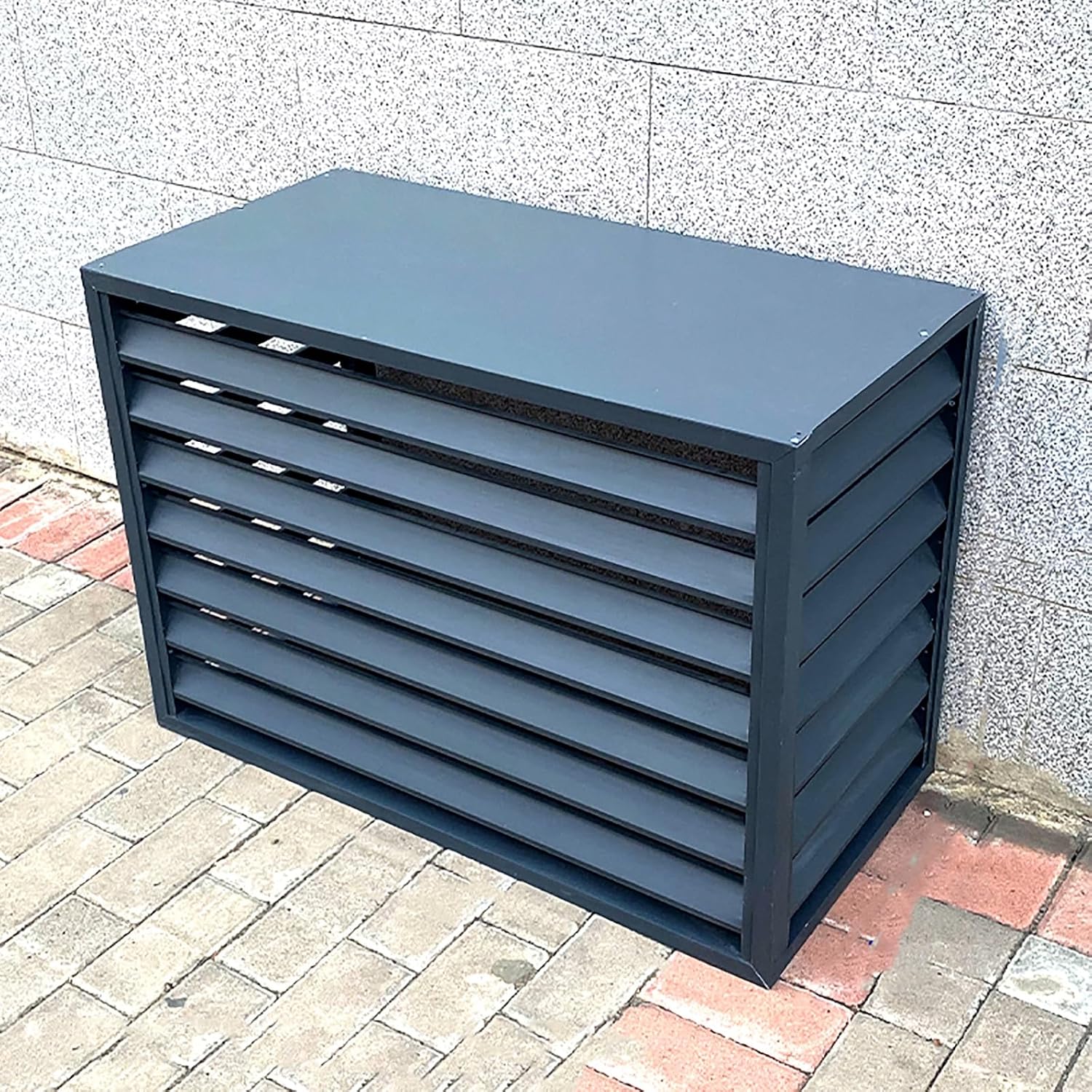 GENERIC Housse De Protection En Aluminium Pour Climatiseur Extérieur 1,5P-5P Et Unités CA - Résistante Aux Intempéries - Protection Contre Les Feuilles Tombées - Gris - 100 X 50 X 70 Cm