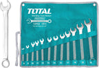  Total Tools - Sac Avec 12 Clés Fixes Décalées | Clés Doubles | Mesures De 6 à 32 Mm | Pour Serrer Ou Desserrer Les écrous Et Les Vis à Tête Hexagonale | Fabriqué En Chrome Vanadium