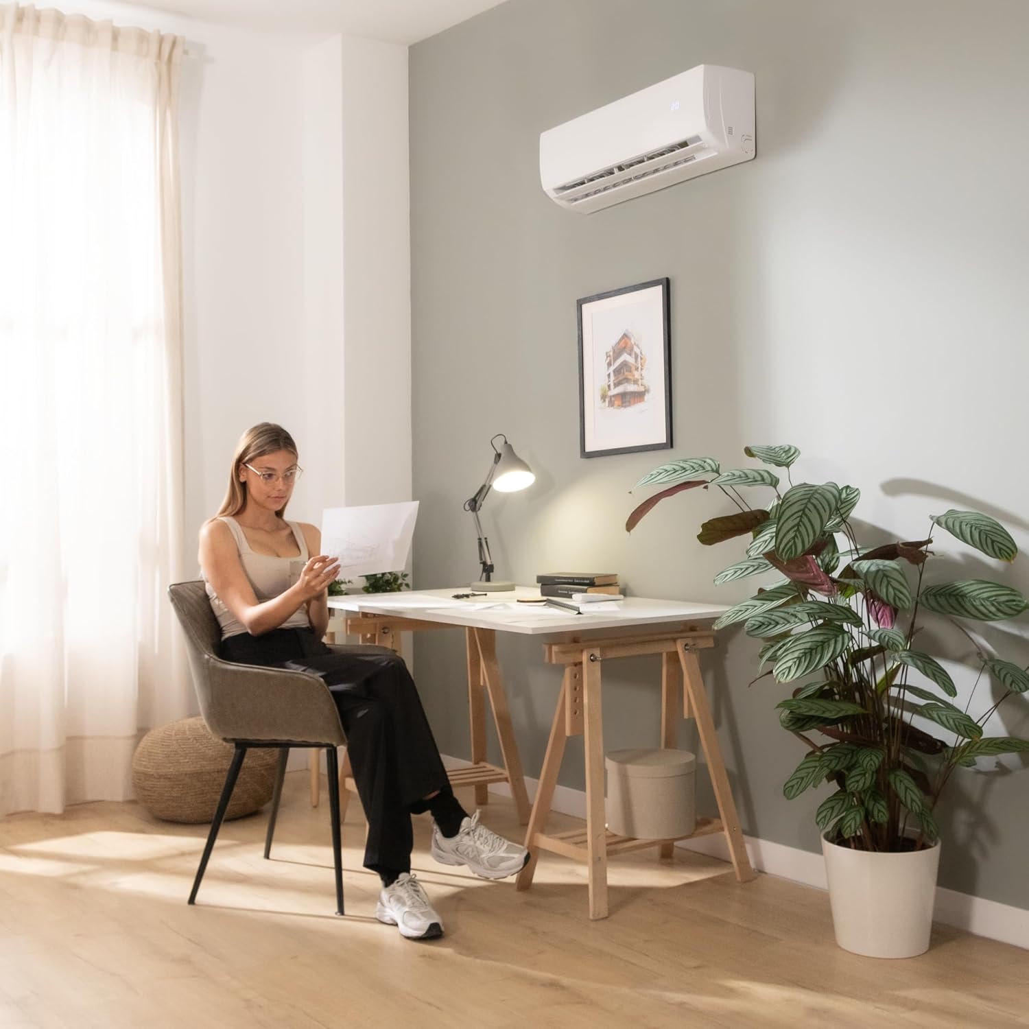  Cecotec Air Conditioning Split Airclima 9000 SmartFresh. 9000 BTU, Moteur DC, Pompe à Chaleur, Télécommande, écran LED, Système D'onduleur, 5 Modes, 8 Vitesses, Couverture De 16 M2