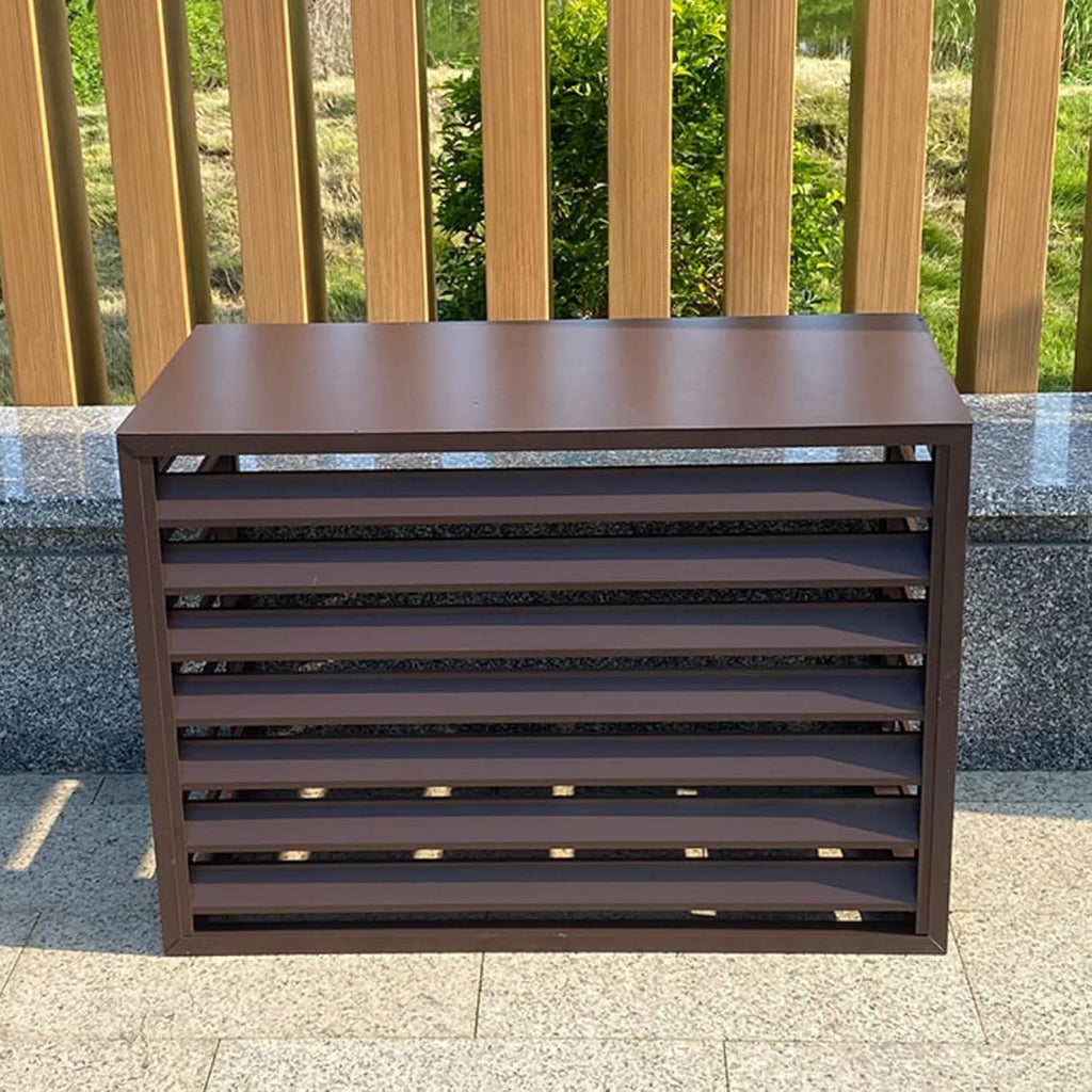  Housse De Protection Pour Mini Climatiseur Extérieur, Protection Contre Les Intempéries, Protection Antivol En Aluminium Robuste Avec Trou D'aération, Marron 2