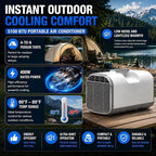  Climatiseur De Tente Silencieux Et Compact De 4400/5100 BTU Pour Camping 1500W | Climatiseur De Camping 4 En 1 (refroidisseur/déshumidificateur/ventilateur/veilleuse), évaporation Automatique Sans Vidange