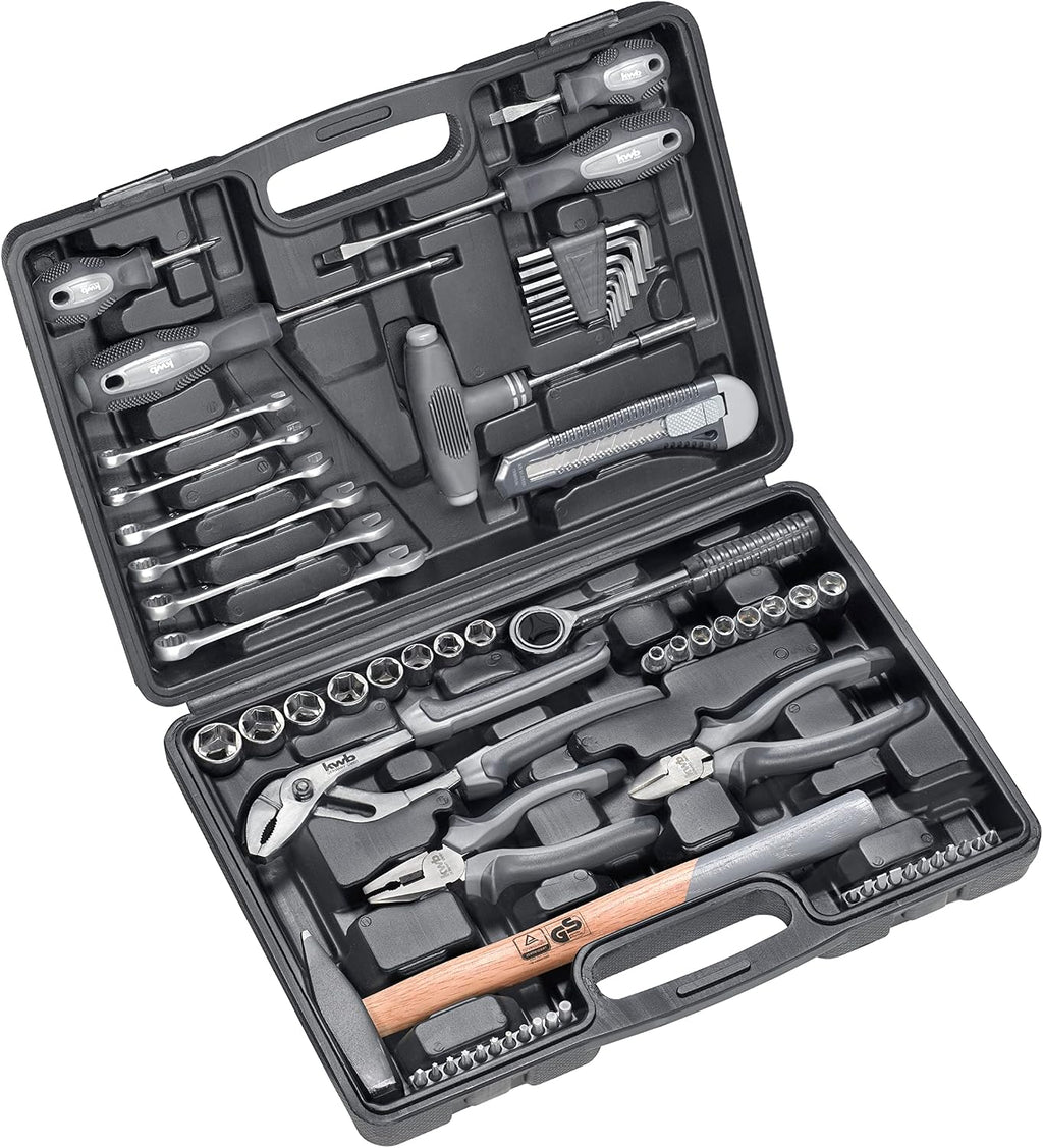  Mallette à Outils KWB En Plastique Dur Et Robuste De 63 Outils De Qualité Supérieure. Equipement Essentiel Pour Les Usages Quotidien Et/ou D'atelier