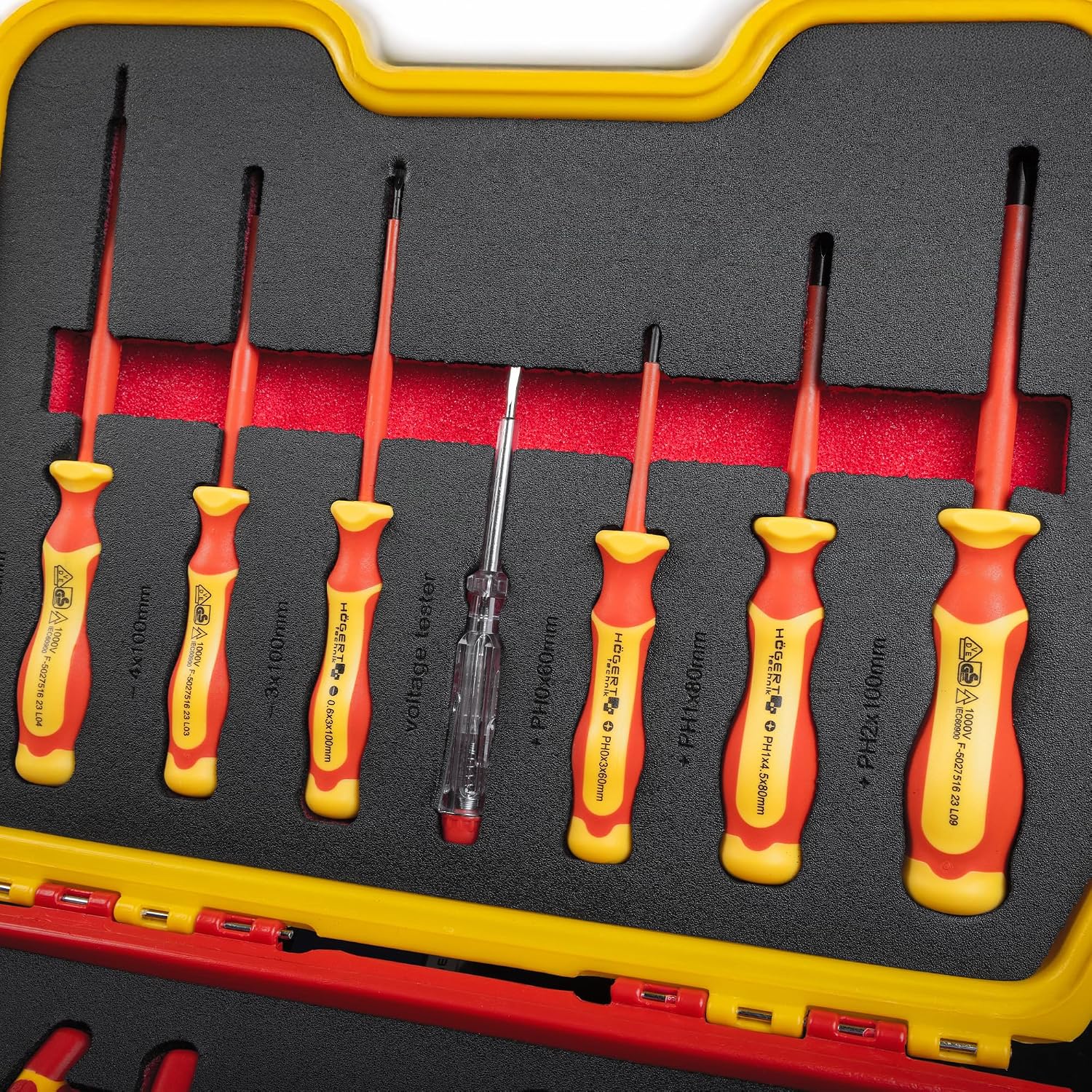  HÖGERT TECHNIK Lot De 12 Outils électriciens Isolés 1000 V Tournevis Manuel, Tournevis Plat Et Cruciforme, Pinces, Test De Tension, Coffret En Plastique