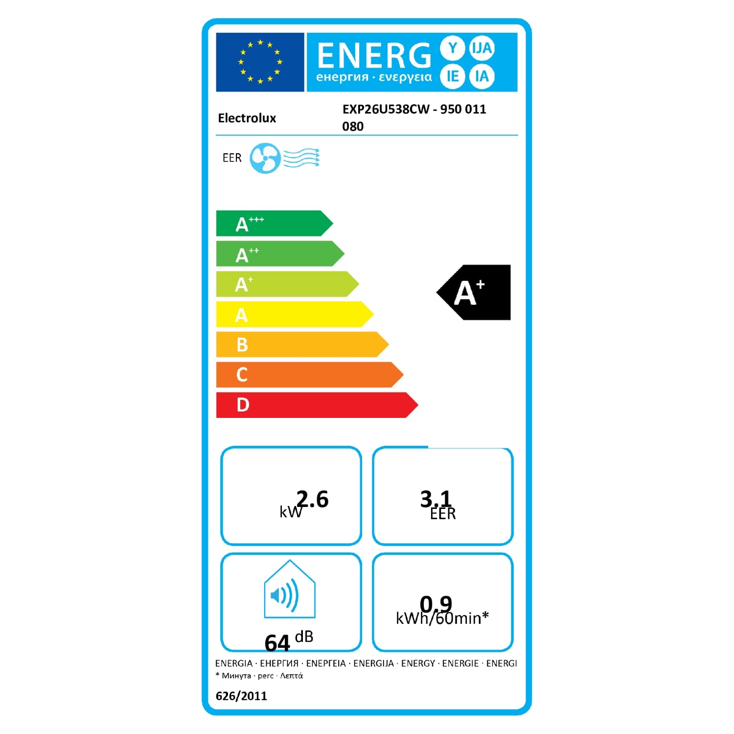  Electrolux Exp26u538cw Climatiseur Portatif 64 Db Blanc